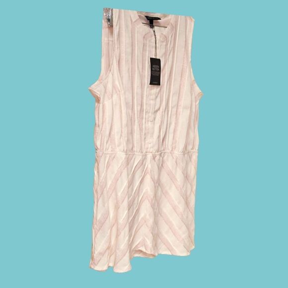 LANEBRYANT Plus Size Women's Sleeveless Striped Shimmery Pink Tank Top - Picture 3 of 13